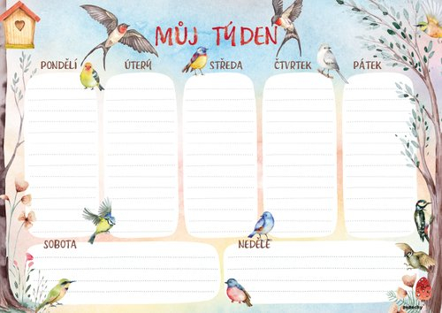 Týdenní plánovač A4, Ptáčci