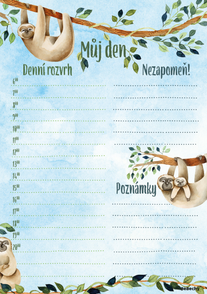 Denní plánovač A5, Lenochod, To do list