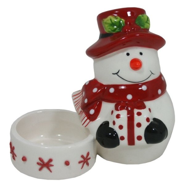 Svícen keramický, sněhulák