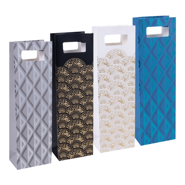 Taška papírová dárková na lahev, mix motivů