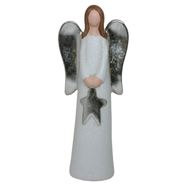 Anděl glitrový s hvězdou 37cm