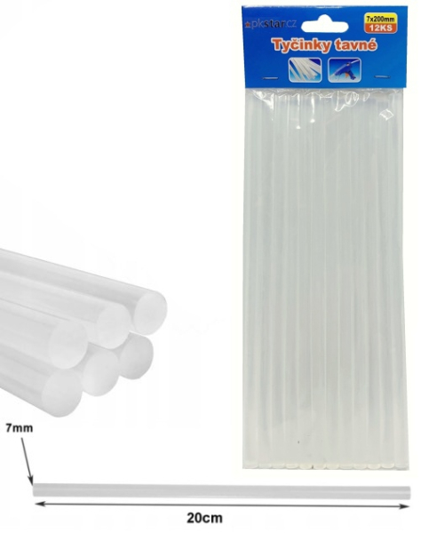 Tavné tyčinky, 7mm x 200mm, 12 kusů