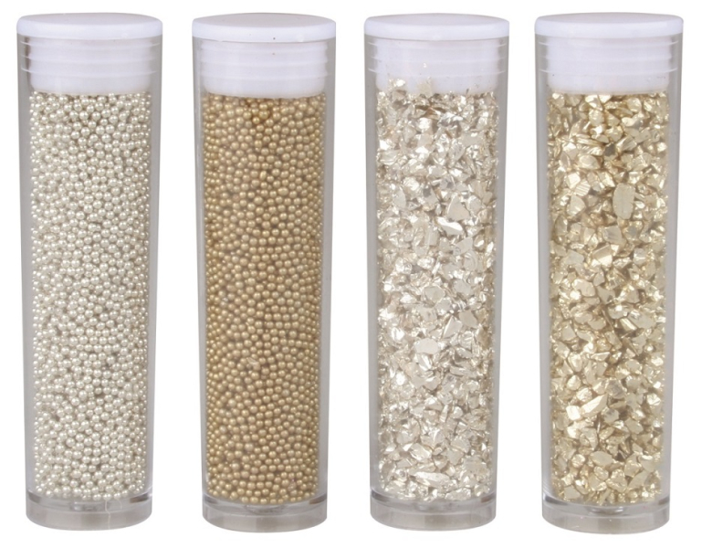 Kamínky a kuličky stříbrné, 4x8g