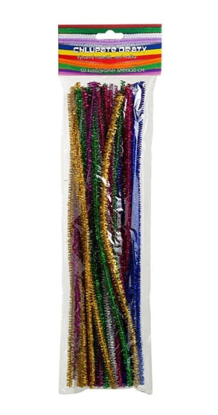 Drátky plyšové, 6mm x 30cm- 50ks, třpytivé