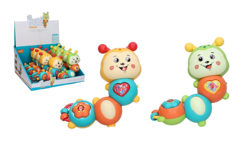 Chrastítko, housenka s efekty, na baterie