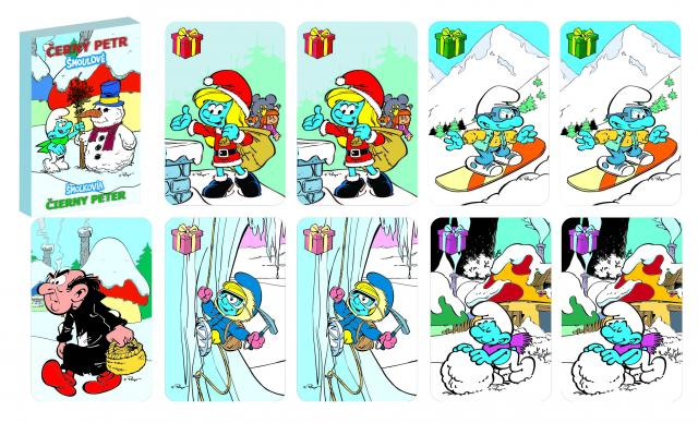 Karty Černý petr Šmoulové zima