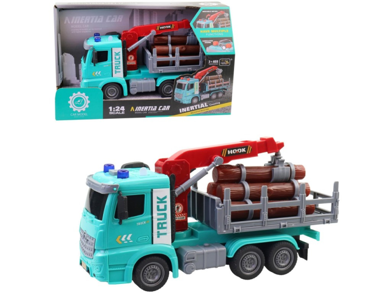 Auto převážející klády, na baterie