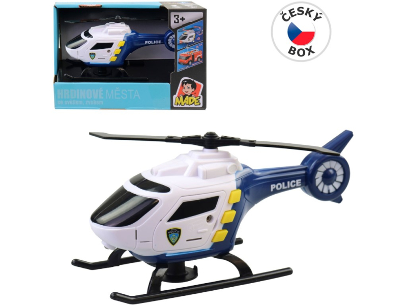 Vrtulník na baterie, policie, světlo, zvuk