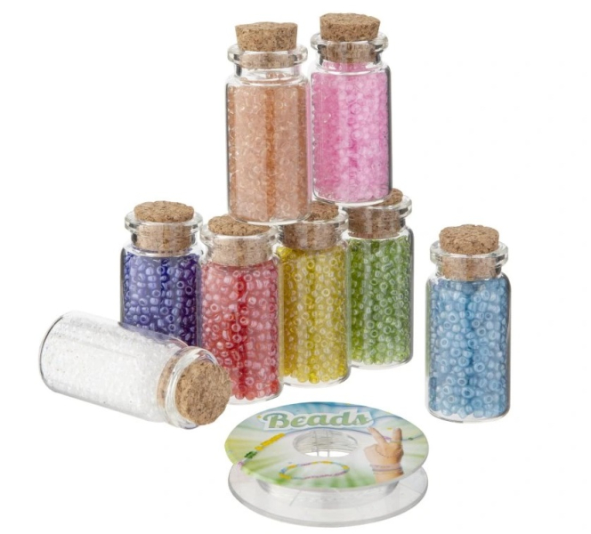 Korálky v dózách, 8 barev, vlasec