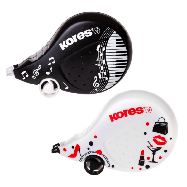 Opravný, korekční strojek, Kores, scooter černo-bílý moderní design