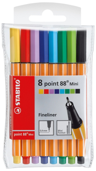 Popisovače, fixy, Stabilo, Point 88, mini, 8ks