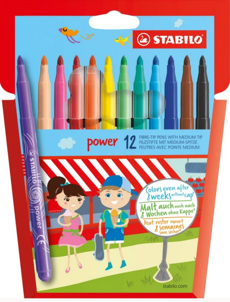 Popisovače,fixy, Stabilo, Power, 12ks standard