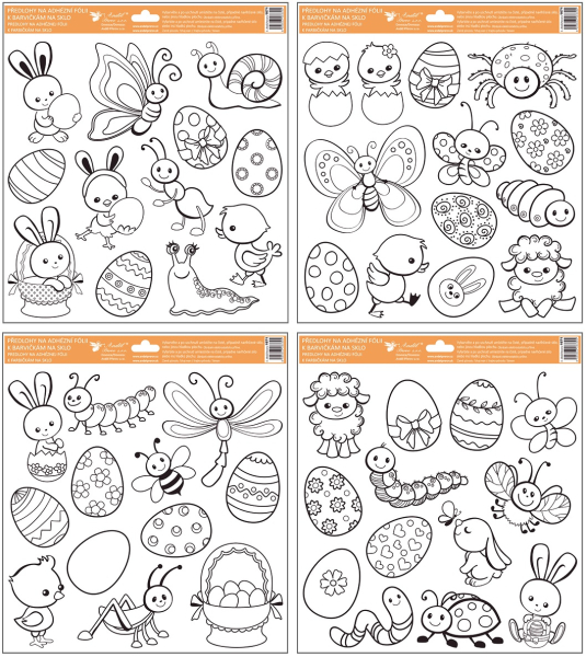 Šablona na barvy na sklo, kontury Velikonoce