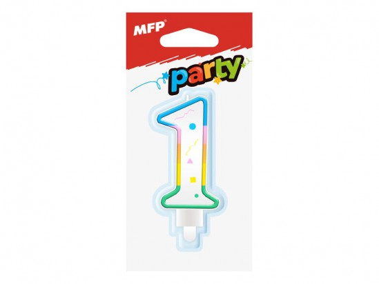 Svíčka dortová, č.1 duhová