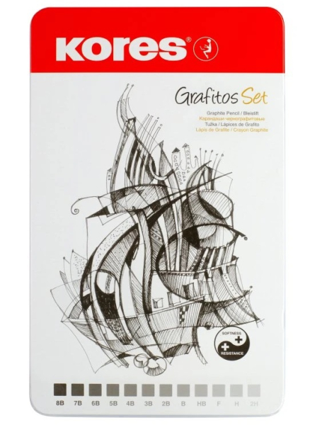 Tužky grafitové, Kores, 12ks, různé tvrdosti