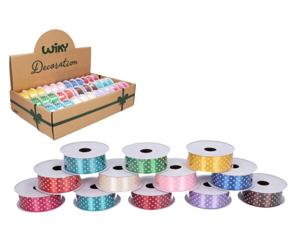 Stuha saténová, puntík, šíře 25 mm