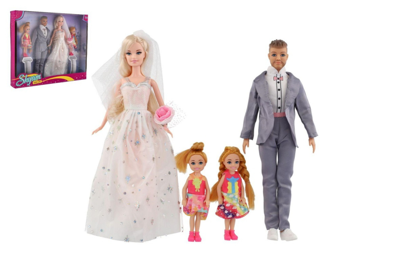 Panenka nevěsta a ženich s rodinou