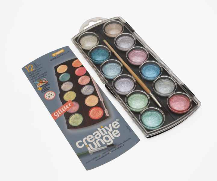 Vodové barvy glittrové 28-12