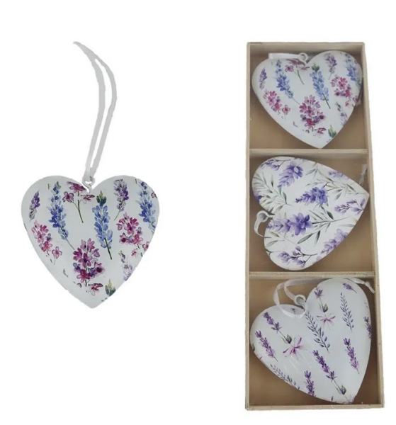 Srdce k zavěšení 3 kusy, levandule