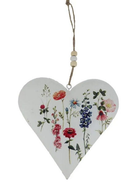 Srdce k zavěšení 15cm, kvítí