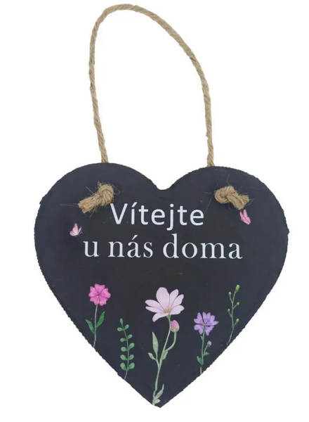 Tabulka břidlicová srdce Vítejte