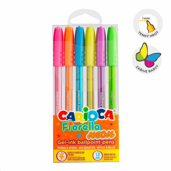 Popisovač gelový, 6ks neonové barvy