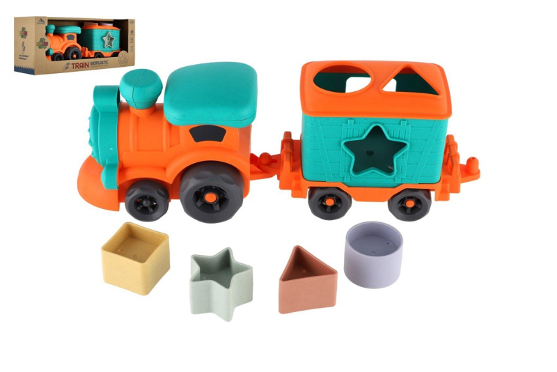 Mašinka s vagónem bioplast 30cm vkládačka