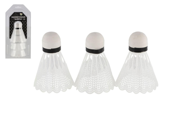 Badminton košíčky plastové, 3ks bílé