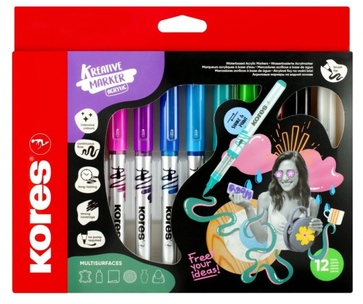 Akrylové popisovače Kores Kreativ Marker Selection 12 barev