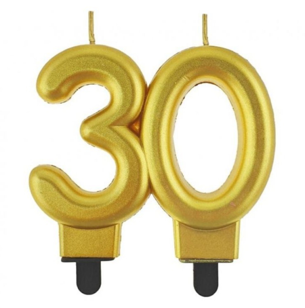 Svíčka dortová číslice 30 zlatá
