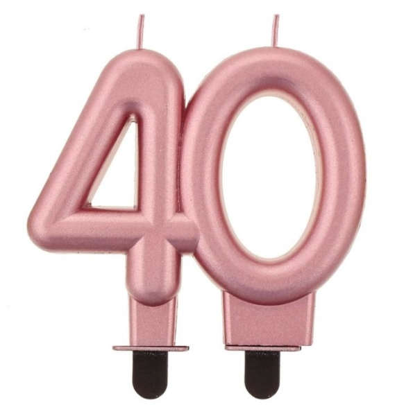 Svíčka dortová číslice 40 růžová metal