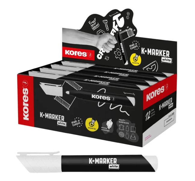 Popisovač K-Marker, bílý, 2,5mm, Kores