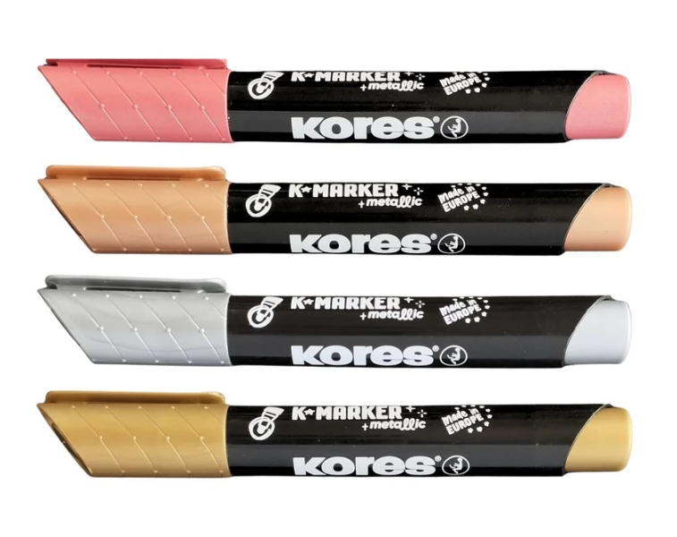 Popisovače K-Marker, 4 kusy, metalic, Kores