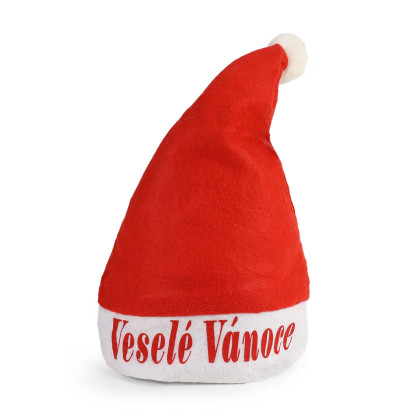 Čepice vánoční s nápisem, Veselé Vánoce