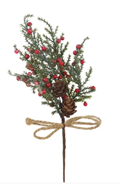 Větvička s bobulemi, šiškami 27cm