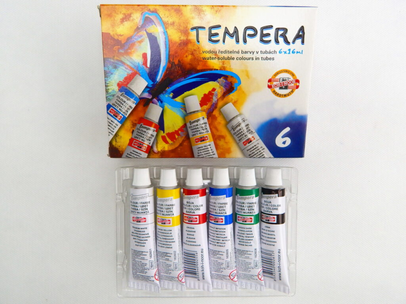 Temperové barvy, 6 barev, Kohinoor