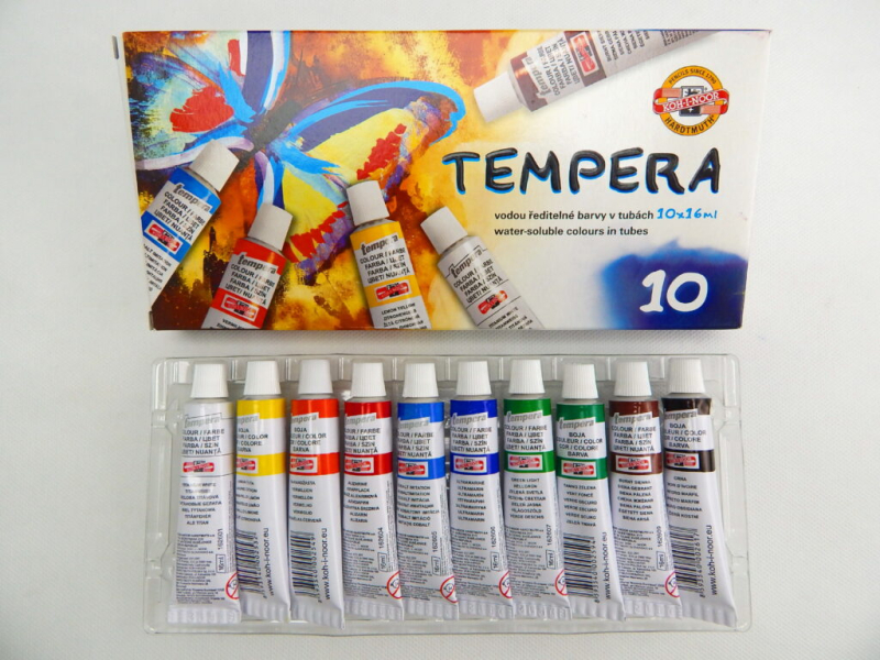 Temperové barvy, 10 barev, Kohinoor