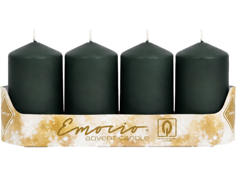 Adventní svíčky 4ks metalické tmavě zelené