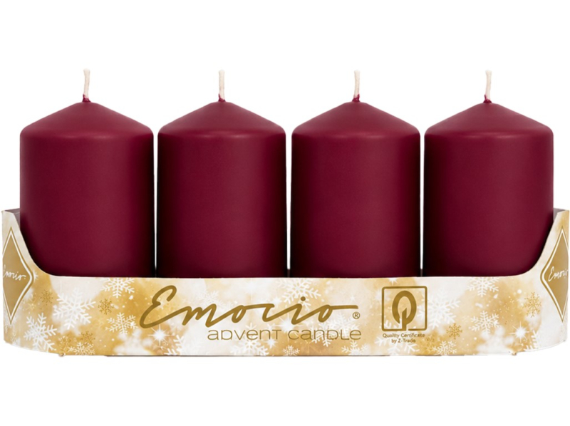 Adventní svíčky 4ks, metalické bordó