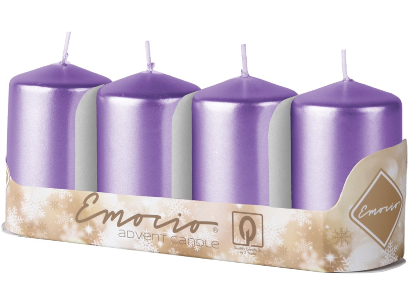 Adventní svíčky 4ks metalické fialové