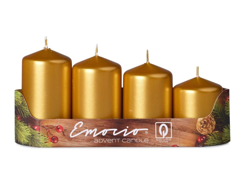 Adventní svíčky schody, 4ks, zlaté
