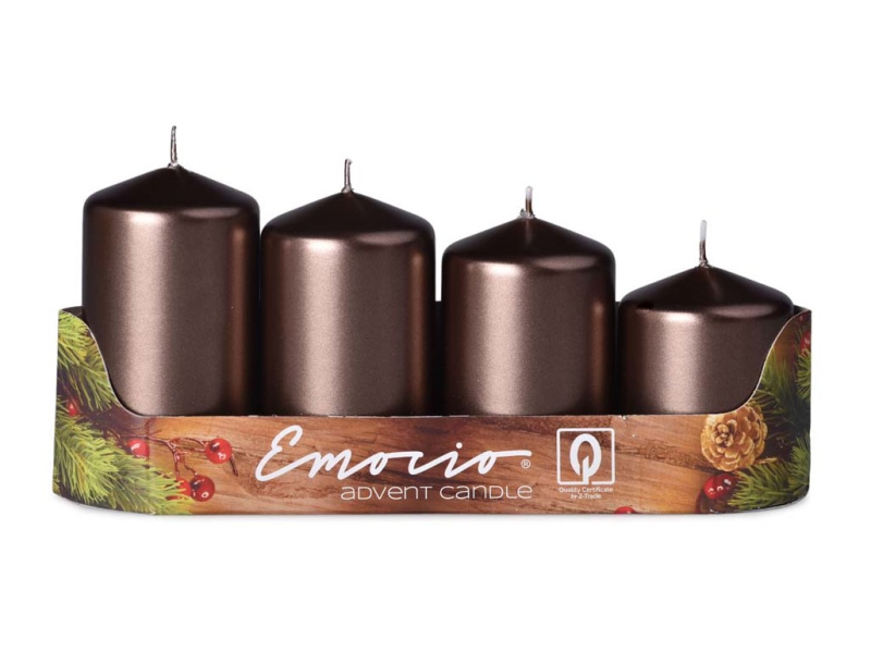 Adventní svíčky schody, 4ks, metalické hnědé
