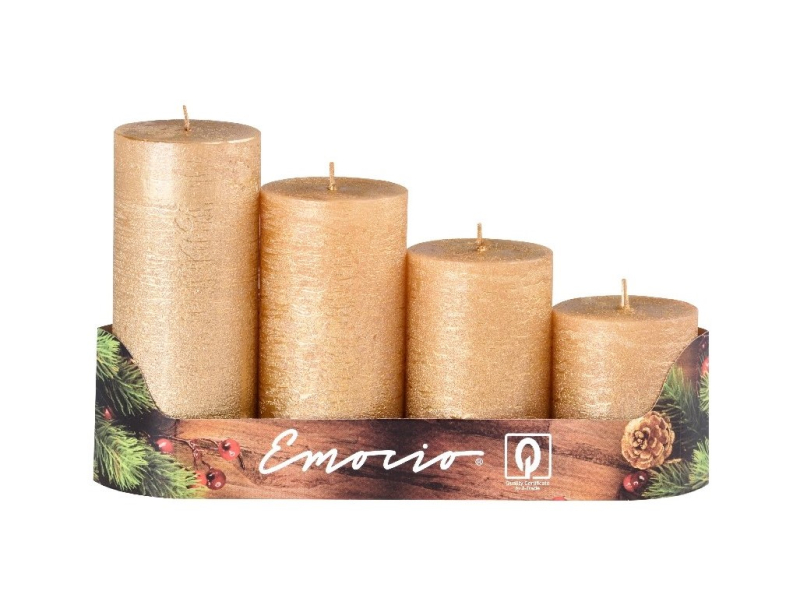 Adventní svíčky schody, 4ks, rustikální zlaté
