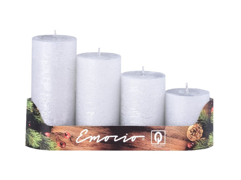 Adventní svíčky schody, 4ks, stříbrné rustikální