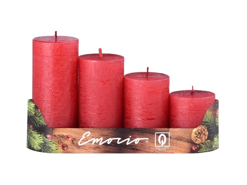 Adventní svíčky schody, 4ks, červené rustikální