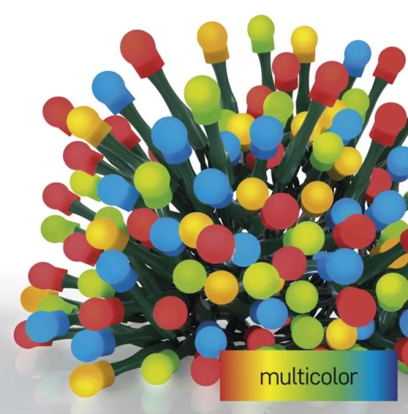 Vánoční osvětlení kuličky multicolor, 8 m, 80 LED, 8 funkcí, časovač