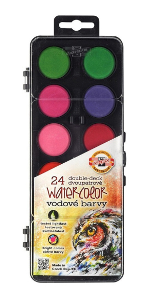 Vodové barvy, 30 mm, 12 barev, Kohinoor