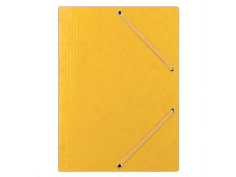 Desky papírové A4, 250, bez klop, s gumičkou, prešpán, žlutá