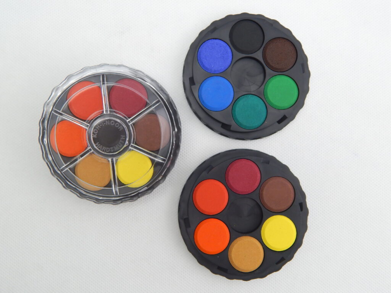 Vodové barvy, 22,5 mm, 12 barev, kulaté, Kohinoor
