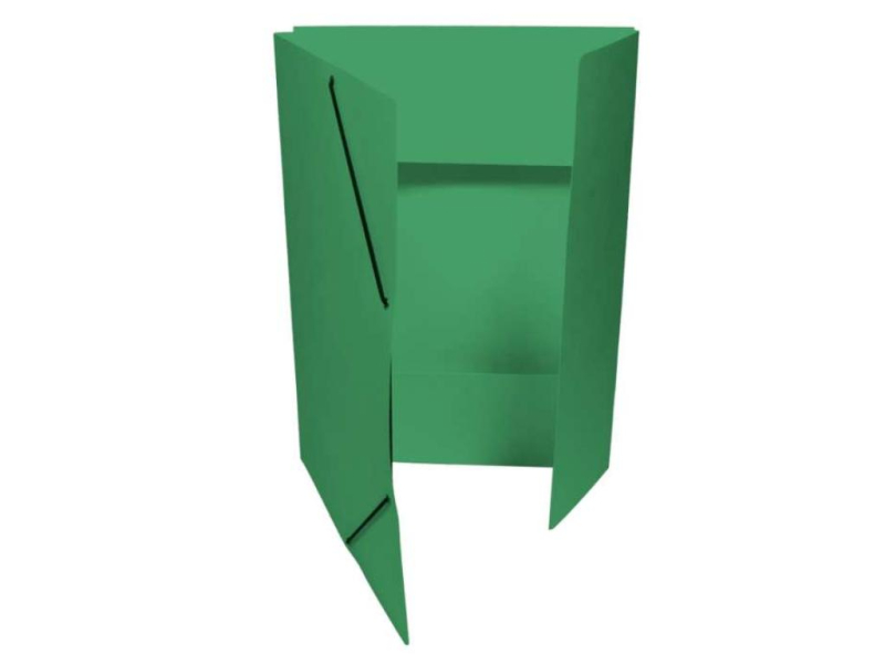 Desky papírové A4, 253, 3 klopy, s gumičkou, prešpán, zelená